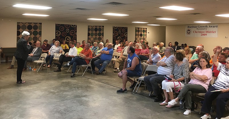 About 100 people turned out to a community meeting to discuss the proposed development, according to residents of the area and the developer. Many are opposed to the development because of traffic and infrastructure concerns. / Photo provided by resident Sue Lowery