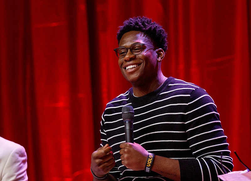 Former University of Tennessee basketball player Admiral Schofield speaks during the Times Free Press Best of Preps awards banquet on June 11 at the Chattanooga Convention Center.