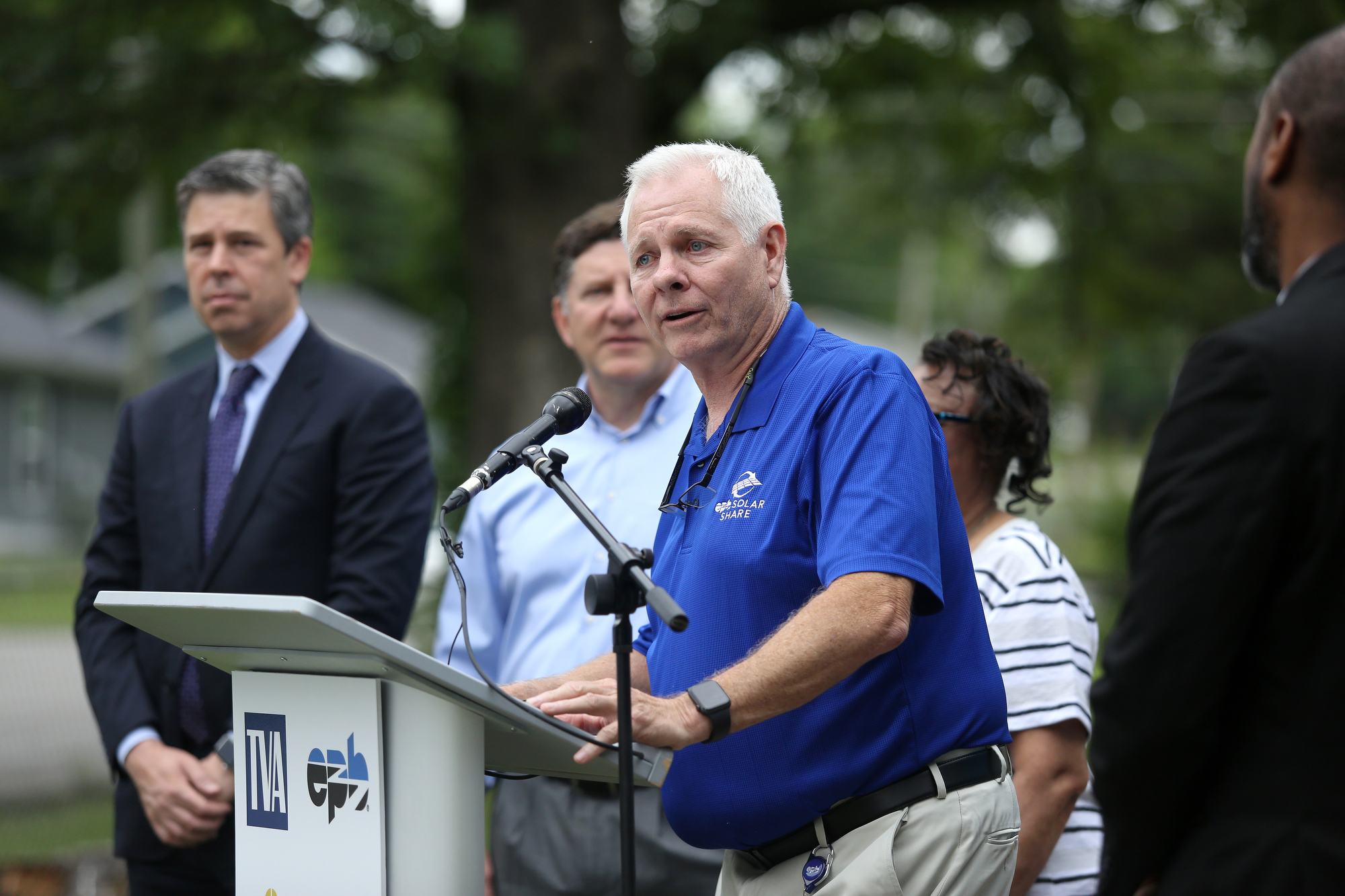 EPB CEO David Wade speaks about the Home Energy Upgrade program during a press conference Wednesday, June 12, 2019 in Chattanooga, Tennessee. The Home Energy Upgrade program is designed to enhance quality of life of individuals who have limited resources by improving the energy efficiency of their homes.