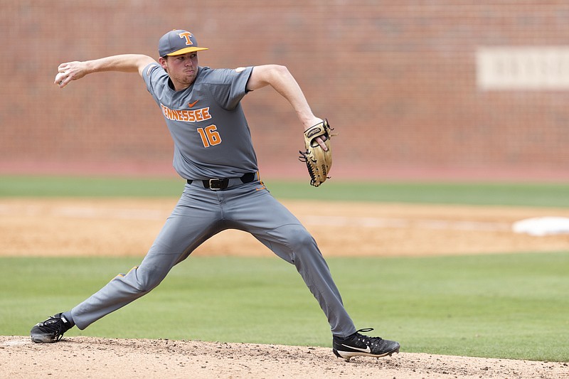 Cleveland High School graduate Camden Sewell pitches for Tennessee during Game 2 of an NCAA regional against UNC Wilmington on June 1 in Chapel Hill, N.C.