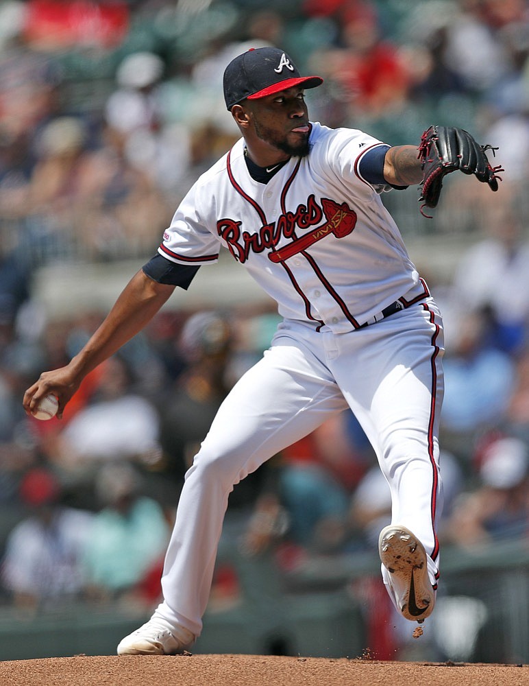 Atlanta Braves starter Julio Teheran pitches against the Pittsburgh Pirates on Thursday at SunTrust Park in Atlanta. Teheran has allowed no more than one run in his past eight starts, including Thursday's 6-5 victory against the Pittsburgh Pirates.
