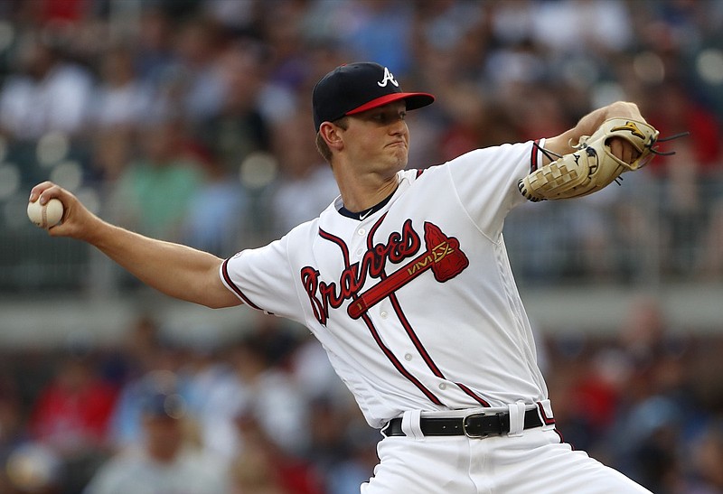 Atlanta Braves starting pitcher Mike Soroka delivers in the first inning of a baseball game against the New York Mets, Monday, June 17, 2019, in Atlanta. (AP Photo/John Bazemore)