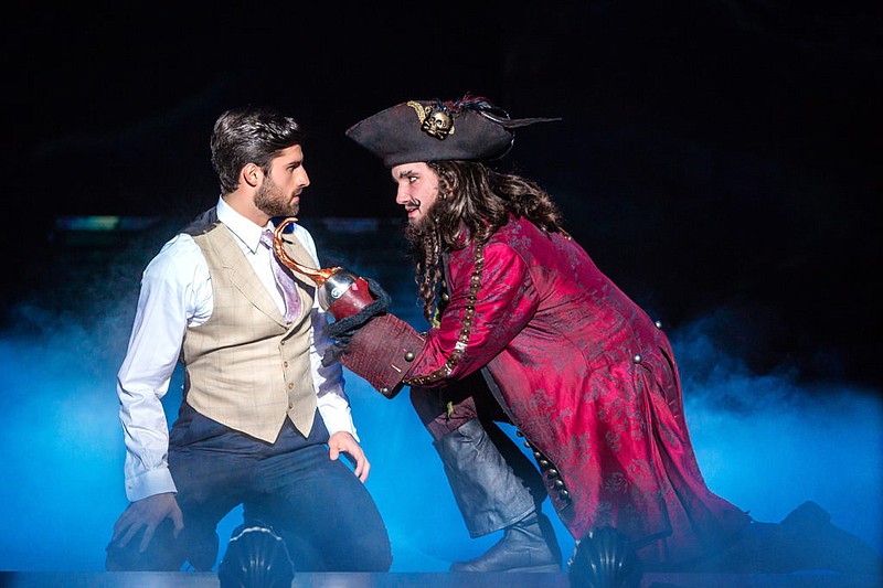 Jeff Sullivan, left, plays J.M. Barrie in "Finding Neverland." He is shown in a scene with Conor McGiffin, who plays Charles Frohman/Capt. Hook.