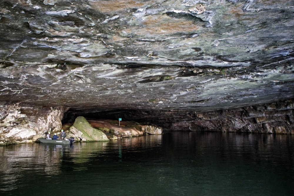 TWRA intern Janzen Velba, left, TVA Terrestrial Zoologist Liz Hamrick, center, and TWRA Wildlife Manager Daniel Istvanko prepare for the bat count inside of Nickajack Cave on Wednesday, June 19, 2019 in Marion County, Tenn. The crew set up an infrared camera inside the cave to help with the count. Gray bats are federally endangered and afforded protection under the Endangered Species Act.