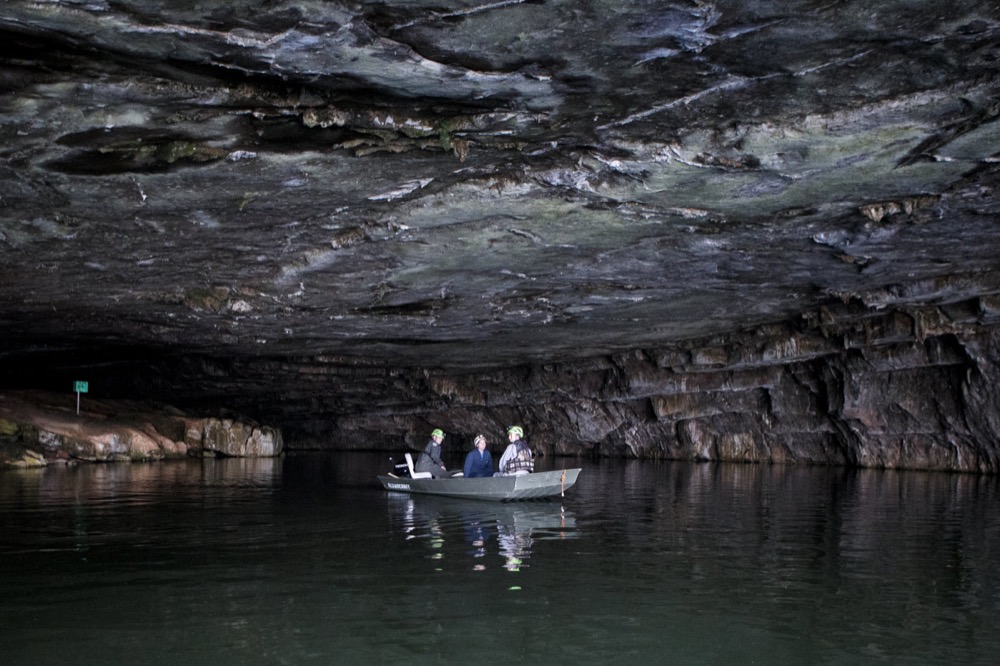 TWRA Wildlife Manager Daniel Istvanko, left, TVA Terrestrial Zoologist and TWRA intern Janzen Velba exit Nickajack Cave after setting up a infrared camera on Wednesday, June 19, 2019 in Marion County, Tenn. The crew set up an infrared camera inside the cave to help with the count. Gray bats are federally endangered and afforded protection under the Endangered Species Act.