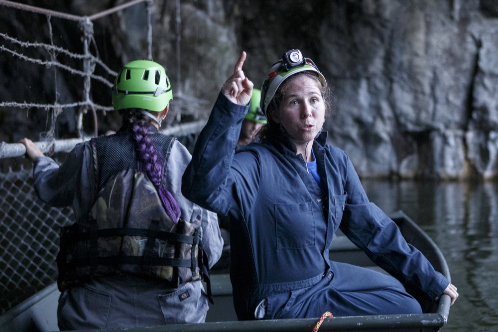 TVA Terrestrial Zoologist Liz Hamrick, right, helps the get the crews ready to count bats as they exit Nickajack Cave on Wednesday, June 19, 2019 in Marion County, Tenn. Gray bats are federally endangered and afforded protection under the Endangered Species Act.