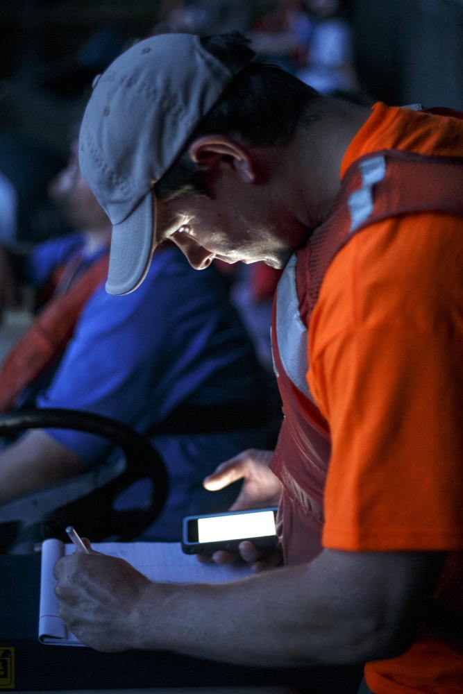 TVA Terrestrial Zoologist Jesse Troxler tallies bat counts at Nickajack Cave on Wednesday, June 19, 2019 in Marion County, Tenn. Gray bats are federally endangered and afforded protection under the Endangered Species Act.