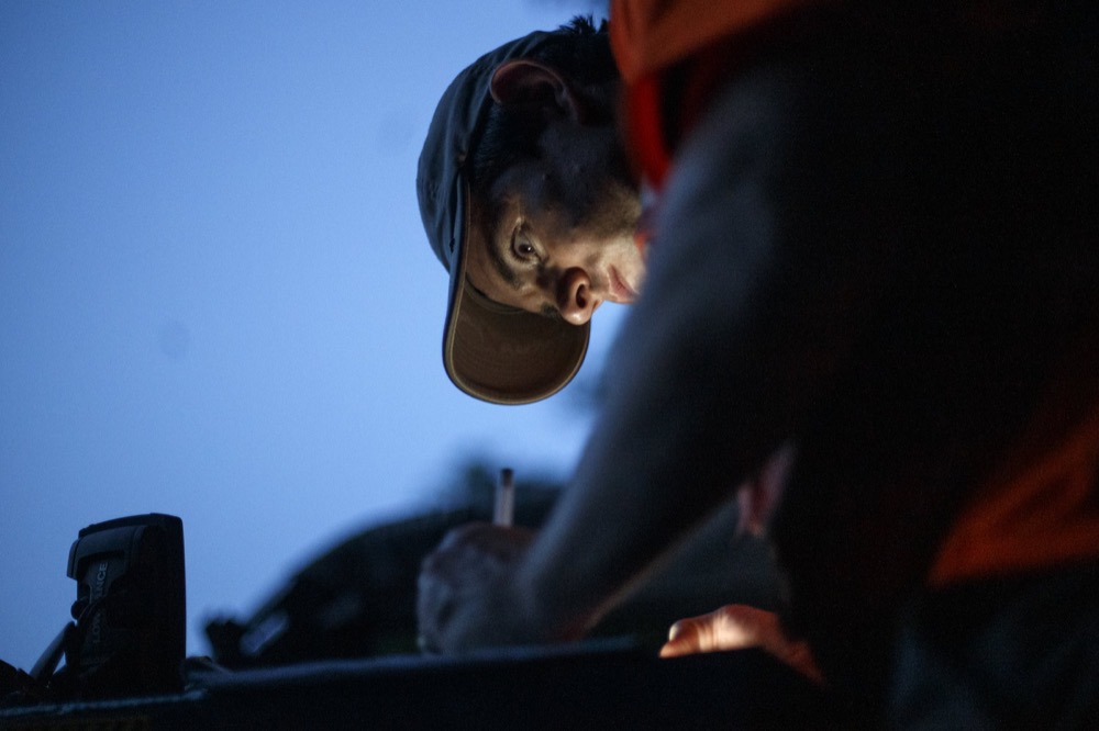TVA Terrestrial Zoologist Jesse Troxler tallies bat counts at Nickajack Cave on Wednesday, June 19, 2019 in Marion County, Tenn. Gray bats are federally endangered and afforded protection under the Endangered Species Act.