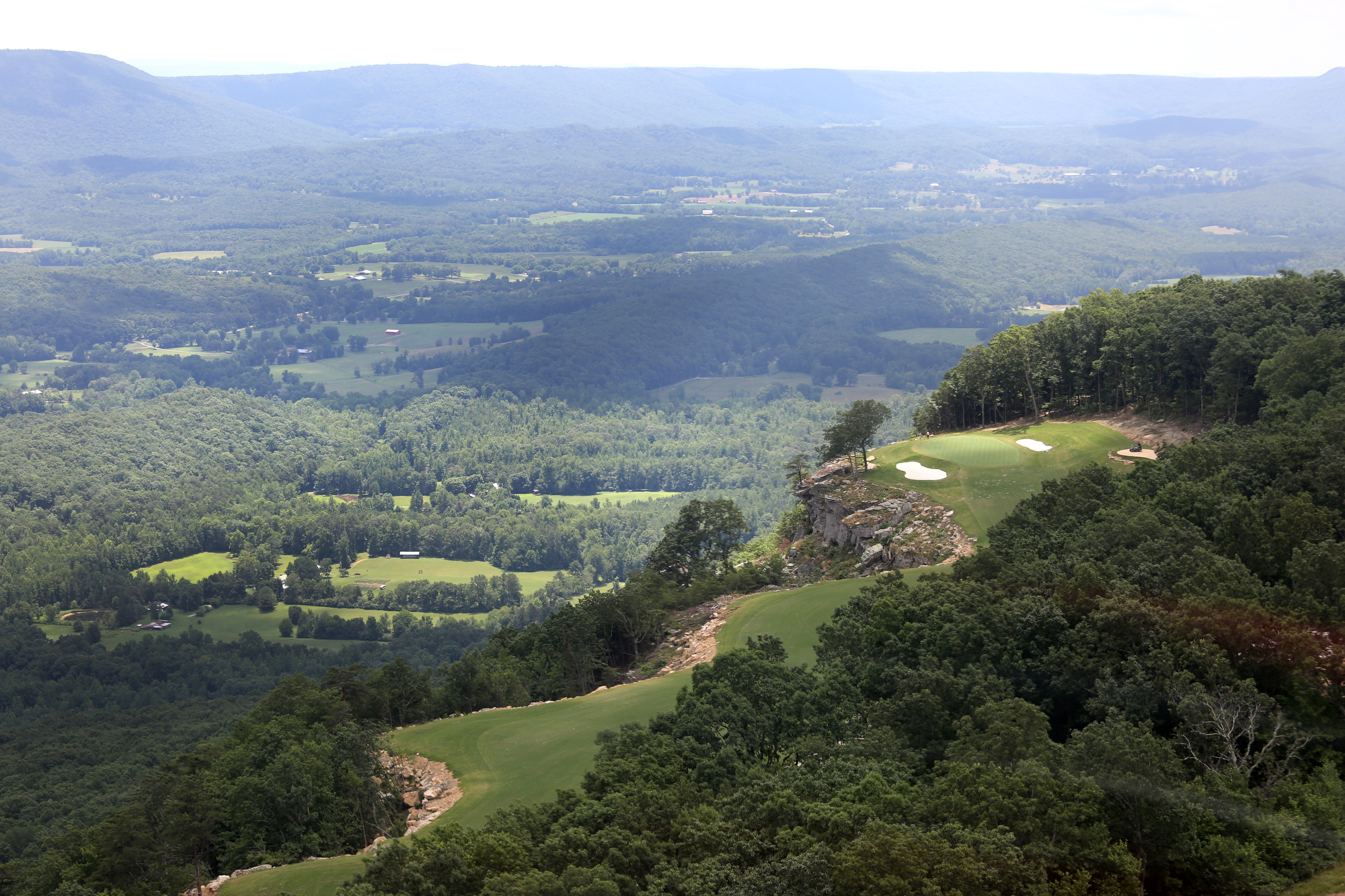 The 18th hole at The Course at McLemore is seen from a helicopter on Lookout Mountain Friday, June 21, 2019 in Walker County, Ga. The 18th hole sits on a perched terrace overlooking the valley below.