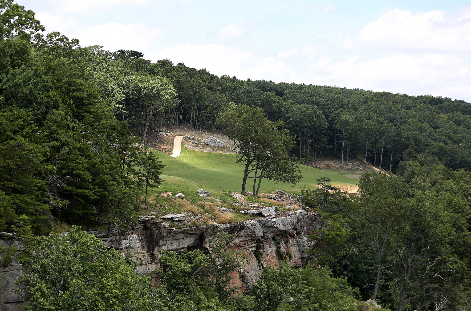 The 18th hole at The Course at McLemore is seen from a helicopter on Lookout Mountain Friday, June 21, 2019 in Walker County, Ga. The 18th hole sits on a perched terrace overlooking the valley below.