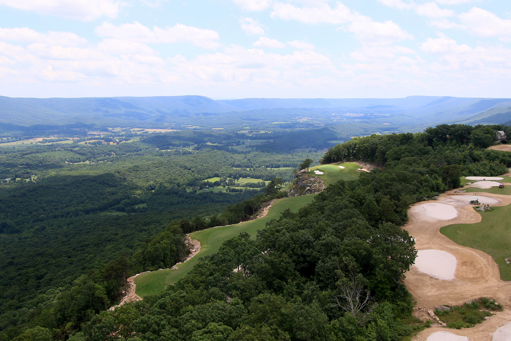 The 18th hole at The Course at McLemore is seen from a helicopter on Lookout Mountain Friday, June 21, 2019 in Walker County, Ga. The 18th hole sits on a perched terrace overlooking the valley below.