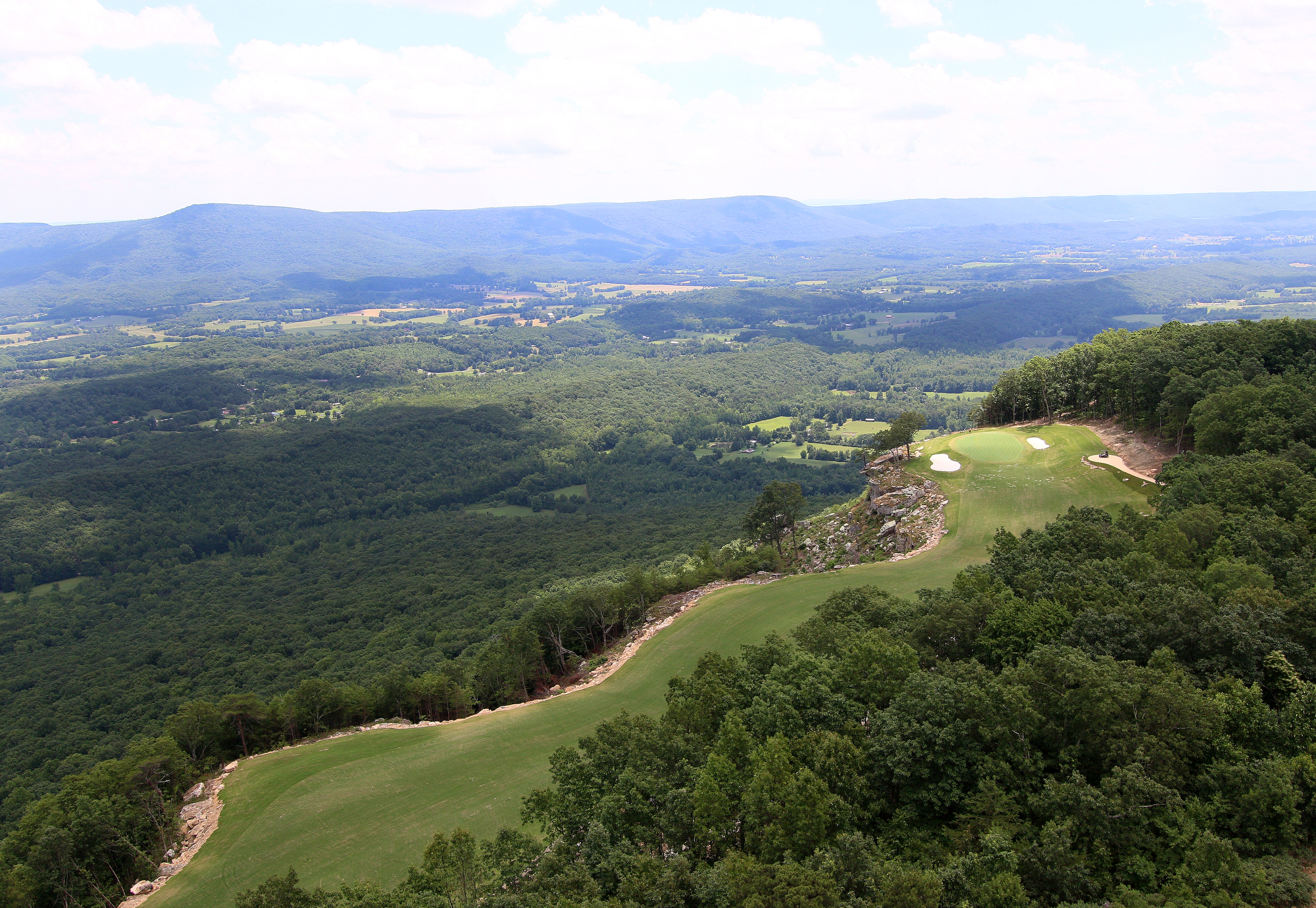 The 18th hole at The Course at McLemore is seen from a helicopter on Lookout Mountain Friday, June 21, 2019 in Walker County, Ga. The 18th hole sits on a perched terrace overlooking the valley below.