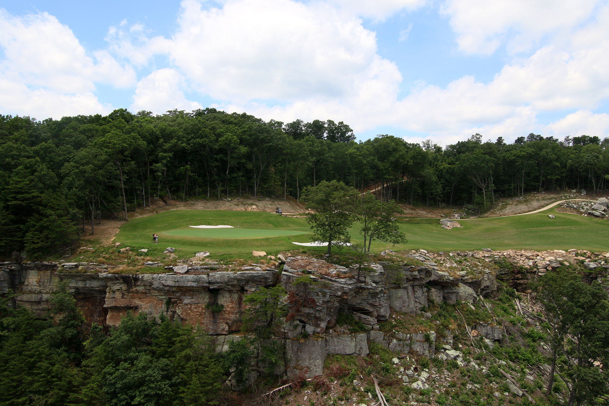The 18th hole at The Course at McLemore is seen from a helicopter on Lookout Mountain Friday, June 21, 2019 in Walker County, Ga. The 18th hole sits on a perched terrace overlooking the valley below.