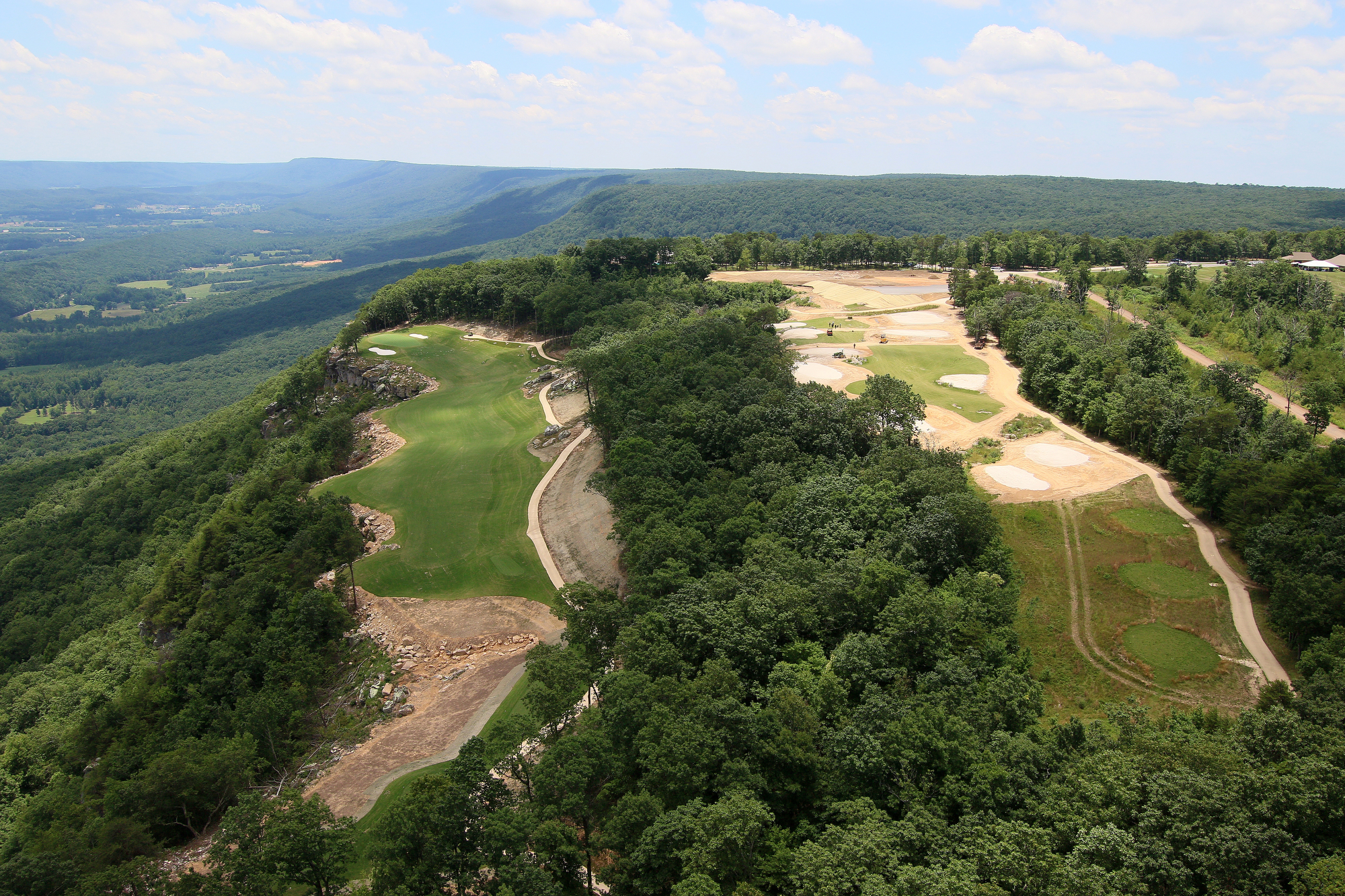 The 18th hole at The Course at McLemore is seen from a helicopter on Lookout Mountain Friday, June 21, 2019 in Walker County, Ga. The 18th hole sits on a perched terrace overlooking the valley below.