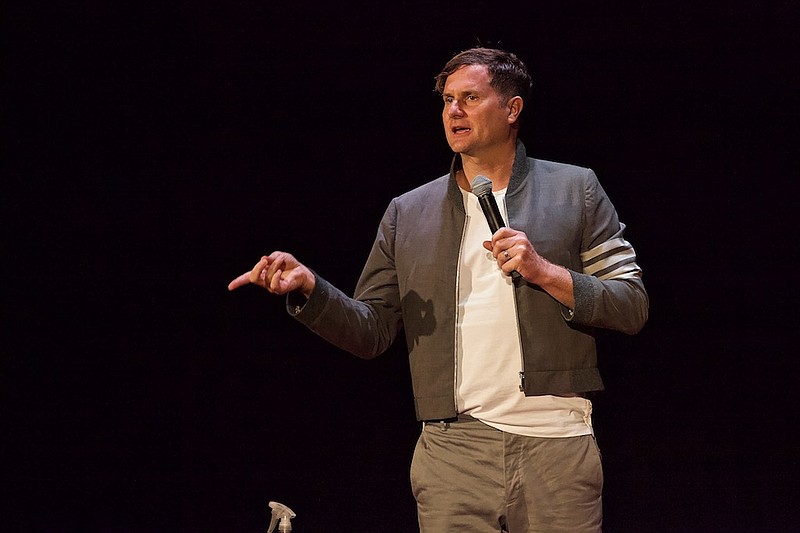 Rob Bell, best-selling author and former pastor, spoke about the importance of joy at the Walker Theatre Friday night.