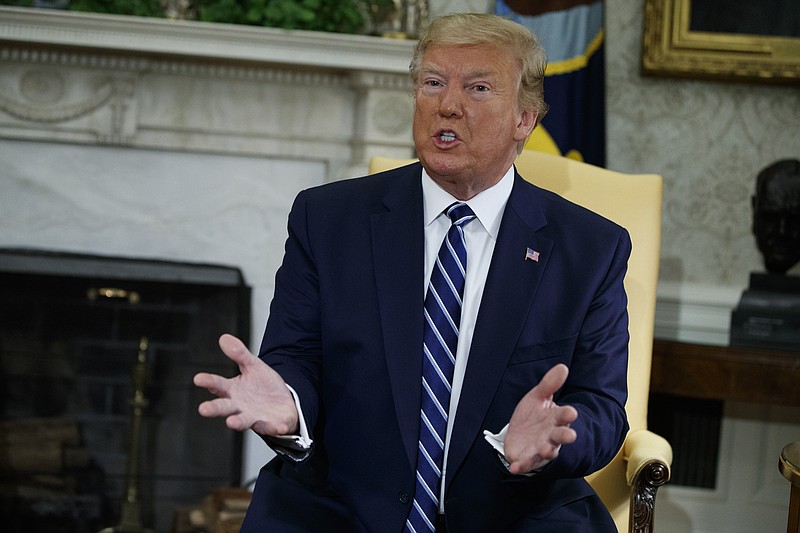 President Donald Trump speaks during a meeting with Canadian Prime Minister Justin Trudeau in the Oval Office of the White House, Thursday, June 20, 2019, in Washington. Trump declared Thursday that "Iran made a very big mistake" in shooting down a U.S. drone but suggested it was an accident rather than a strategic error.  (AP Photo/Evan Vucci)