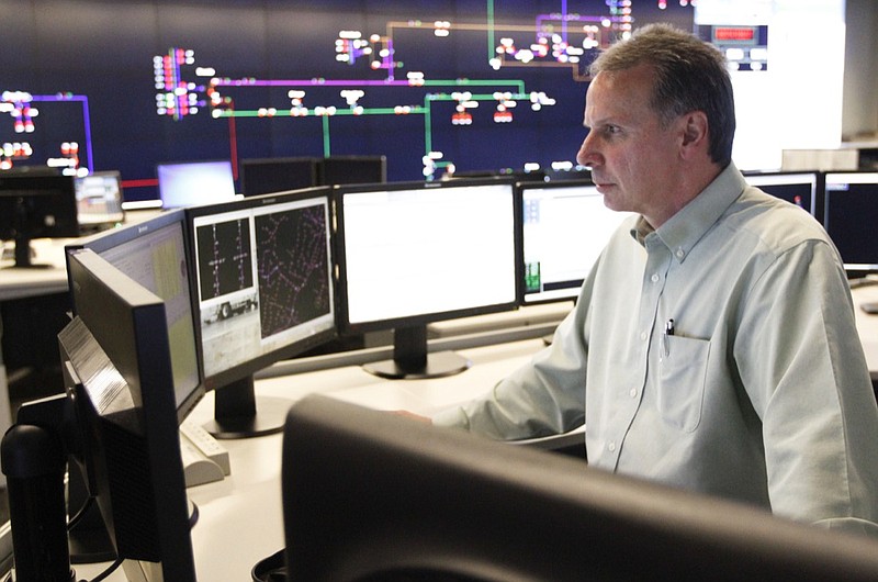 In this 2014 staff file photo, Don Nannery, EPB senior manager of system analysis and control, works in EPB's all-new, state-of-the-art distribution center designed to compliment the citywide Smart Grid and fiber optic network. 