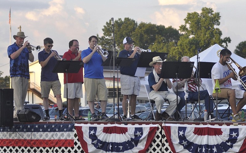 The horn section of Tabernacle Big Band, which will entertain at Patriotism at The Post. / 6th Cavalry Museum Contributed Photo