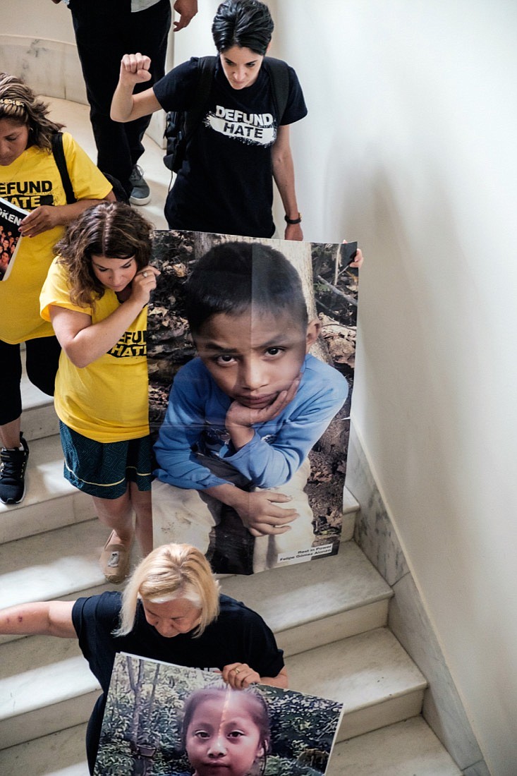 Activists join in a Washington protest Tuesday led by the nonprofit United We Dream to denounce the Trump administration's immigration policies as Congress tries to rush $4.5 billion in emergency humanitarian aid to the southwestern border. (Michael A. McCoy/The New York Times)