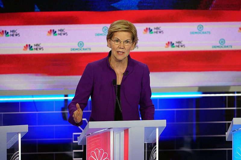 Sen. Elizabeth Warren delivers her closing statement during the first Democratic presidential debate in Miami on Wednesday night. (Doug Mills/The New York Times)
