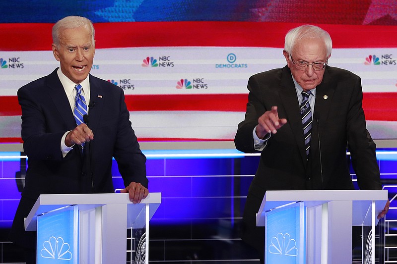 Septuagenerians Joe Biden, the former vice president, left, and Sen. Bernie Sanders, I-Vermont, are two of the 20 Democratic candidates who took part in debates on Wednesday and Thursday in Miami.