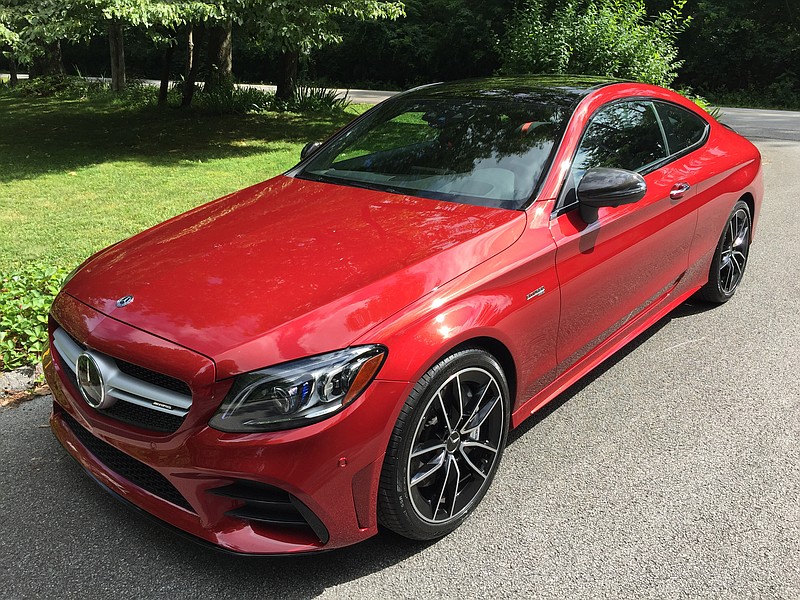 The Mercedes-Benz C43 AMG Coupe features a twin turbo V6 engine.


