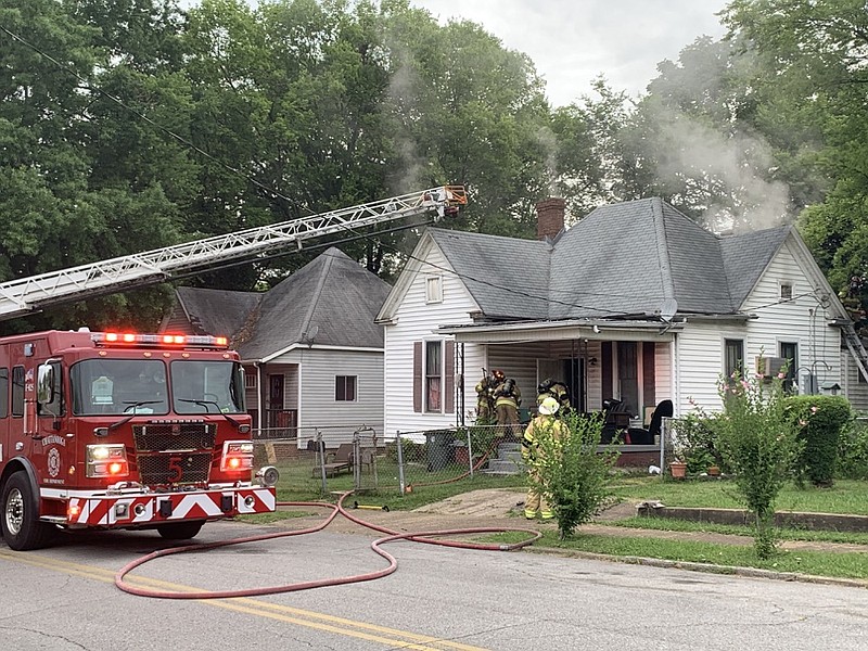 A home in the Ridgedale community was damaged in a morning fire on Wednesday, July 3, 2019. / Photo by Captain Chuck Hartung, Chattanooga Fire Department