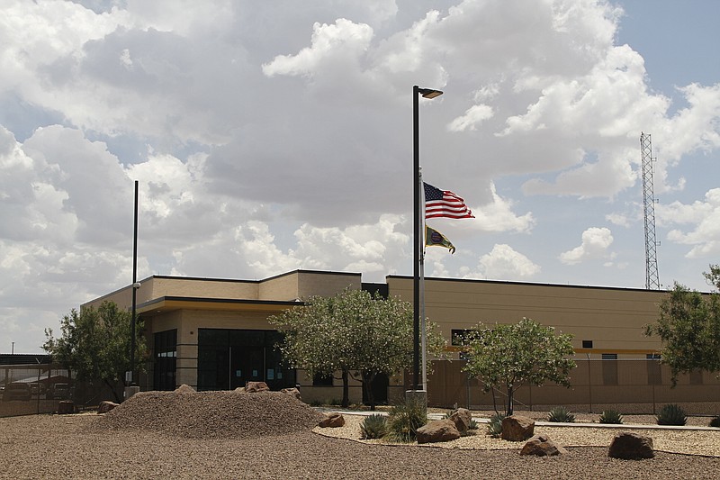 In this June 26, 2019 photo, the entrance to the Border Patrol station in Clint, Texas.  (AP Photo/Cedar Attanasio)