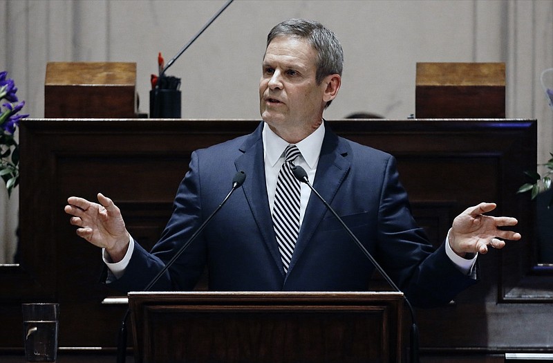In this March 4, 2019, file photo, Tennessee Gov. Bill Lee delivers his first State of the State Address in Nashville, Tenn. Lee has announced when he'll call a special legislative session in order to allow the GOP-controlled House to elect a new speaker. He said Thursday, June 27, that lawmakers will be called to the Tennessee Capitol on August 23. (AP Photo/Mark Humphrey, File)