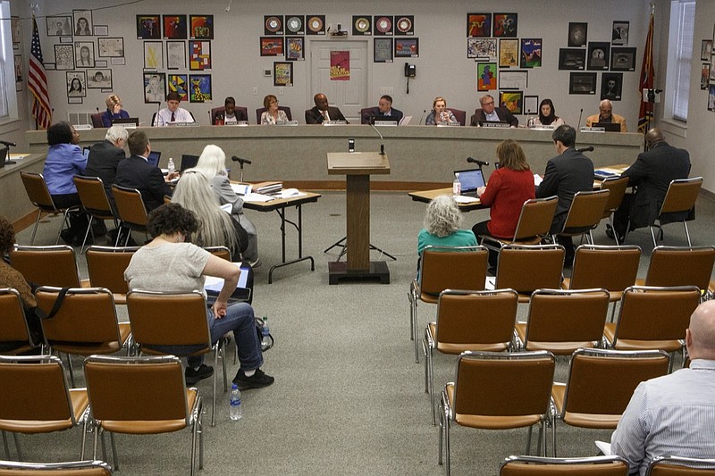 The Hamilton County School Board meets during a Hamilton County Schools budget work session on Thursday, March 14, 2019 in Chattanooga, Tenn.