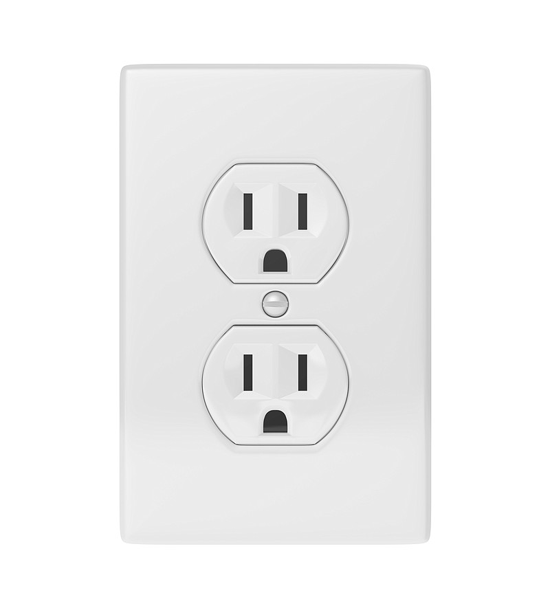 Electric Socket isolated on white background. 3D render power outlet power outage tile / Getty Images
