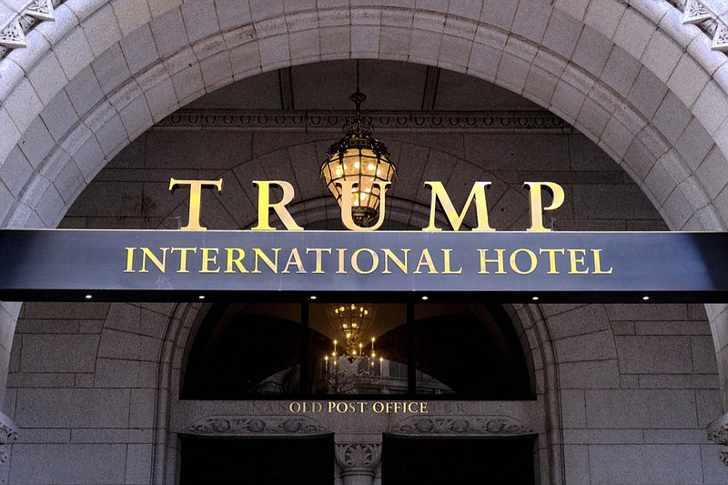 This March 11, 2019 file photo, shows the north entrance of the Trump International in Washington D.C. A federal appeals court has ordered the dismissal of a lawsuit accusing President Donald Trump of illegally profiting off the presidency. In a significant legal victory for Trump, a three-judge panel of the 4th U.S. Circuit Court of Appeals on Wednesday, July 10, 2019, overturned a ruling by a federal judge in Maryland who ruled last year that the lawsuit could move forward. (AP Photo/Mark Tenally, File)