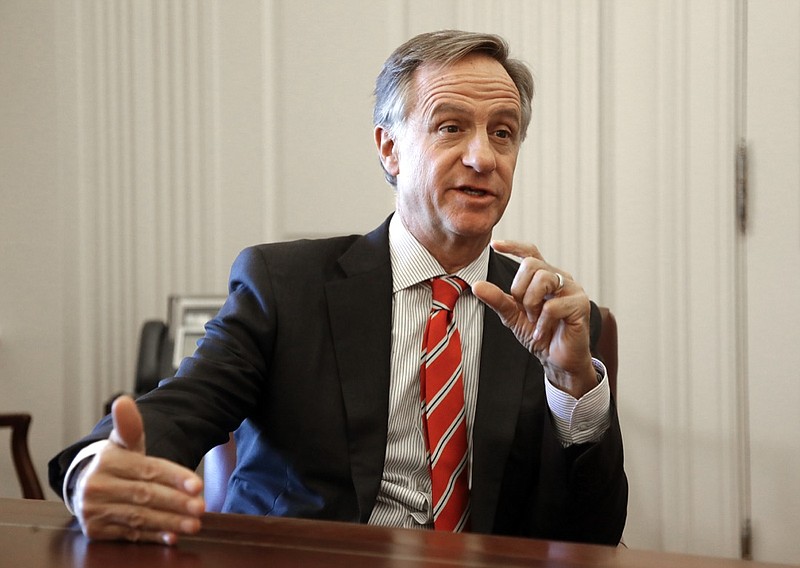 In this Tuesday, Dec. 18, 2018, file photo, outgoing Tennessee Gov. Bill Haslam answers questions during an interview in Nashville, Tenn. Former Tennessee Gov. Bill Haslam has told The Tennessean that he won t run for the U.S. Senate seat being vacated by Republican Sen. Lamar Alexander. (AP Photo/Mark Humphrey, File)