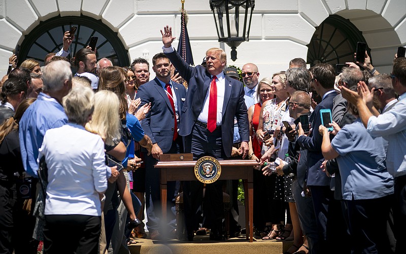 At his "Made in America" event at the White House in Washington on Monday, President Donald Trump increased his attacks on four first-term Democratic congresswomen and warned the party about uniting "around the foul language & racist hatred spewed" from the American women whom he recently told to "go back" to their own countries. (Doug Mills/The New York Times)