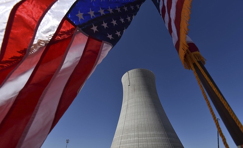 In this March 22, 2019, file photo, the construction site of Vogtle Units 4 at the Alvin W. Vogtle Electric Generating Plant is seen, Friday, March 22, 2019 in Waynesboro, Ga. It's not just cutbacks in nuclear plant inspections. Nuclear plant regulators are planning fewer mock commando raids to test plant defenses against terrorist attacks and are considering minimizing some safety warning, part of the rollbacks sought by the industry and gaining traction under President Donald Trump. (Hyosub Shin/Atlanta Journal-Constitution via AP)