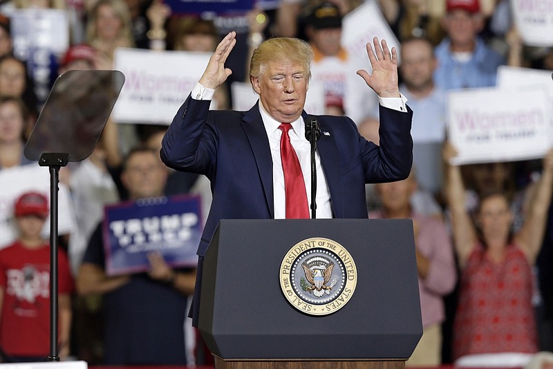 President Donald Trump speaks at a campaign rally in Greenville, N.C., Wednesday, July 17, 2019. (AP Photo/Gerry Broome)
