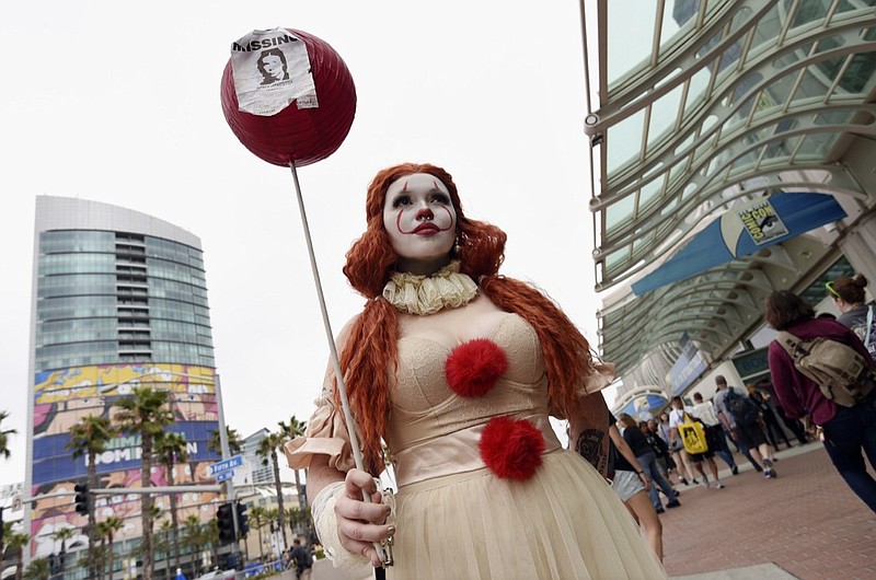 Ana Niebla, of San Diego, models her own "Princess Pennywise" outfit before Preview Night of the 2019 Comic-Con International: San Diego, Wednesday, July 17, 2019, in San Diego, Calif. (Photo by Chris Pizzello/Invision/AP)