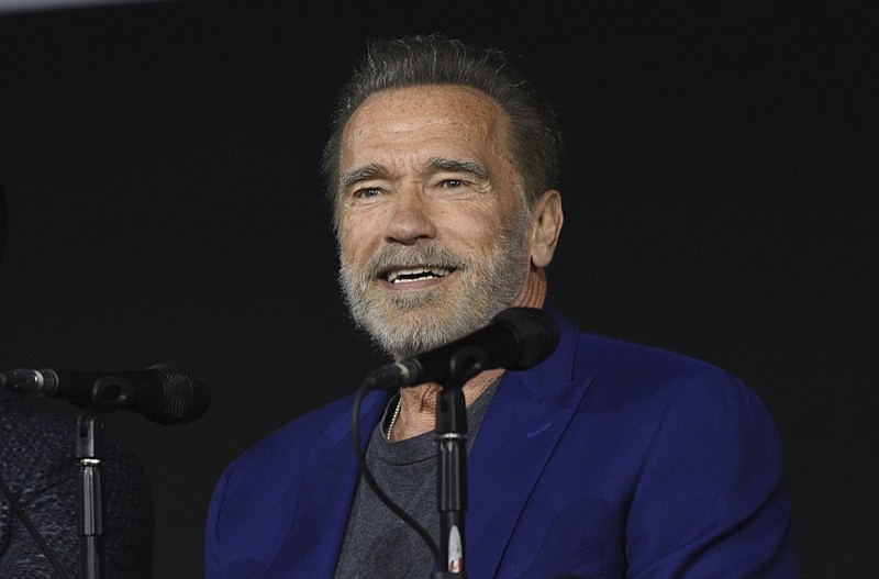 Arnold Schwarzenegger speaks at the "Terminator: Dark Fate" panel on day one of Comic-Con International on Thursday, July 18, 2019, in San Diego. (Photo by Chris Pizzello/Invision/AP)