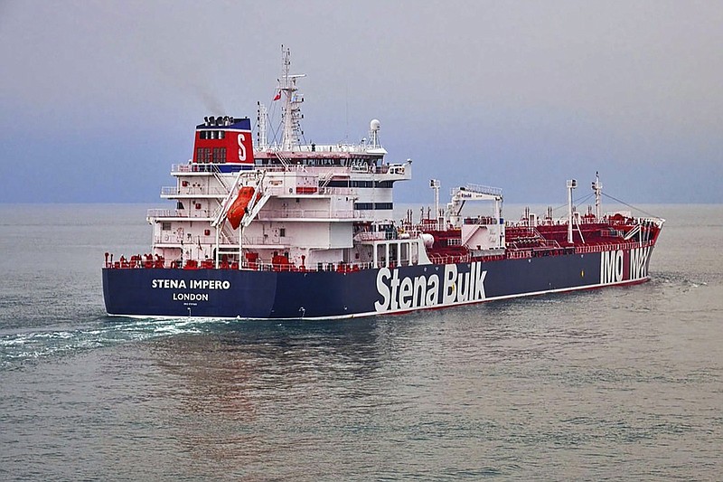 In this undated photo issued Friday July 19, 2019, by Stena Bulk, showing the British oil tanker Stena Impero at unknown location, which is believed to have been captured by Iran. Iran's Revolutionary Guard announced on their website Friday July 19, 2019, it has seized a British oil tanker in the Strait of Hormuz, the latest provocation in a strategic waterway that has become a flashpoint in the tensions between Tehran and the West. (Stena Bulk via AP)