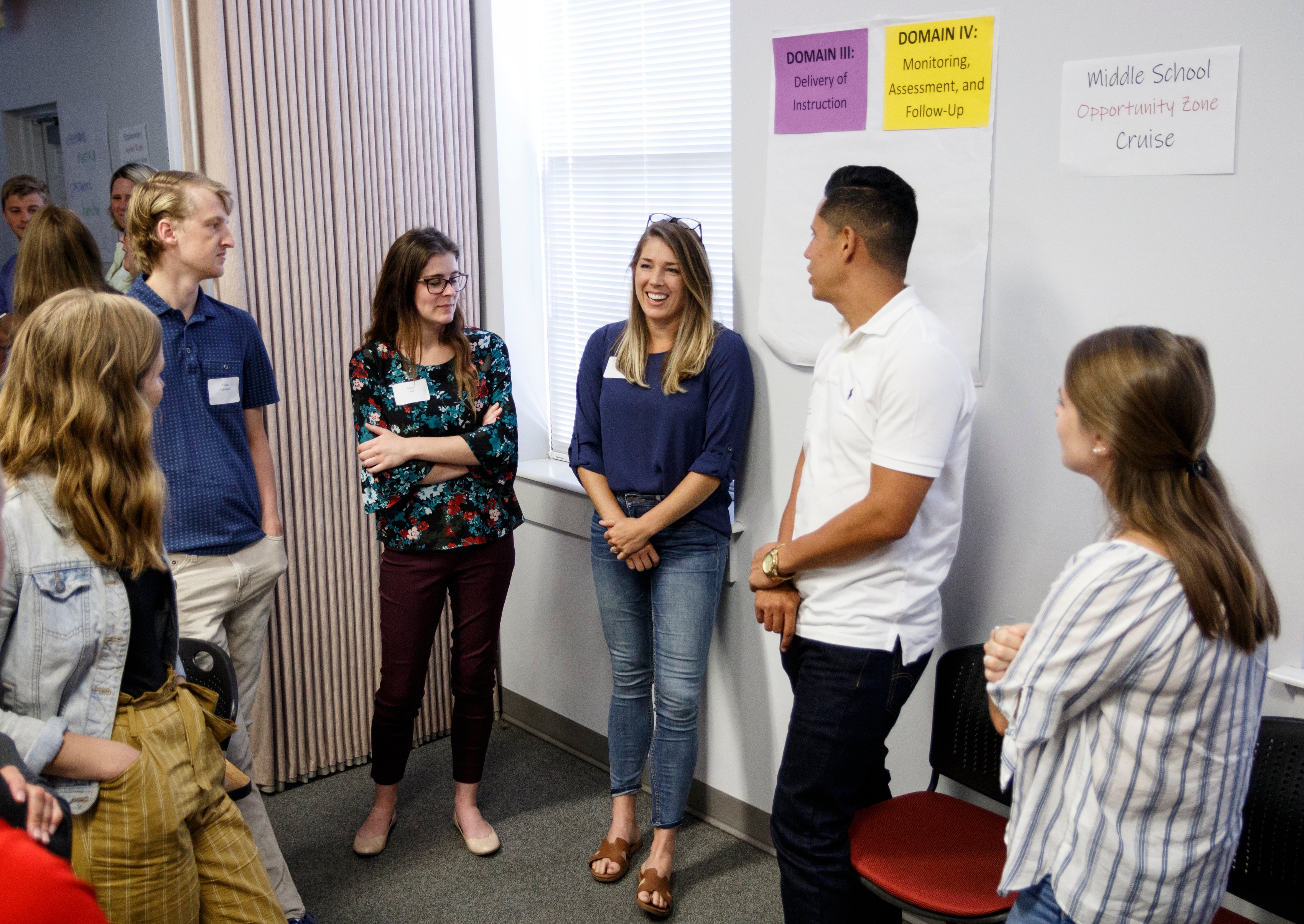 Educators participate in an icebreaker during a new hire orientation at Hamilton County Schools Central Office on Wednesday, July 10, 2019, in Chattanooga, Tenn. Teachers and central office hires learned about working for the department during the orientation.