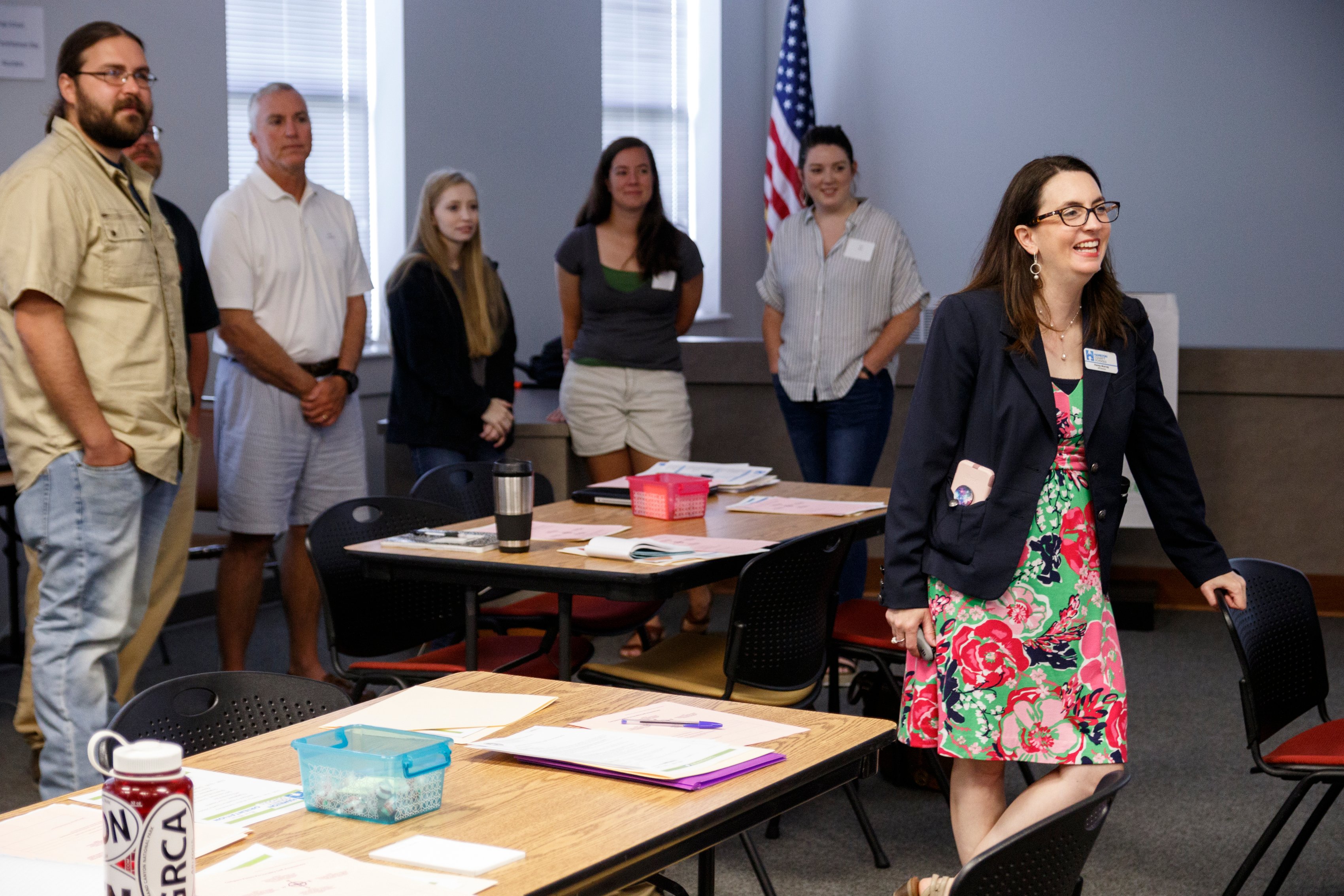 Human Resources Director Penny Murray leads a new hire orientation at Hamilton County Schools Central Office on Wednesday, July 10, 2019, in Chattanooga, Tenn. Teachers and central office hires learned about working for the department during the orientation.
