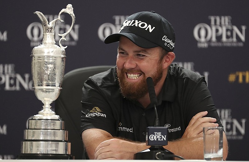 Irish golfer Shane Lowry answers questions Sunday after winning the British Open in Northern Ireland.