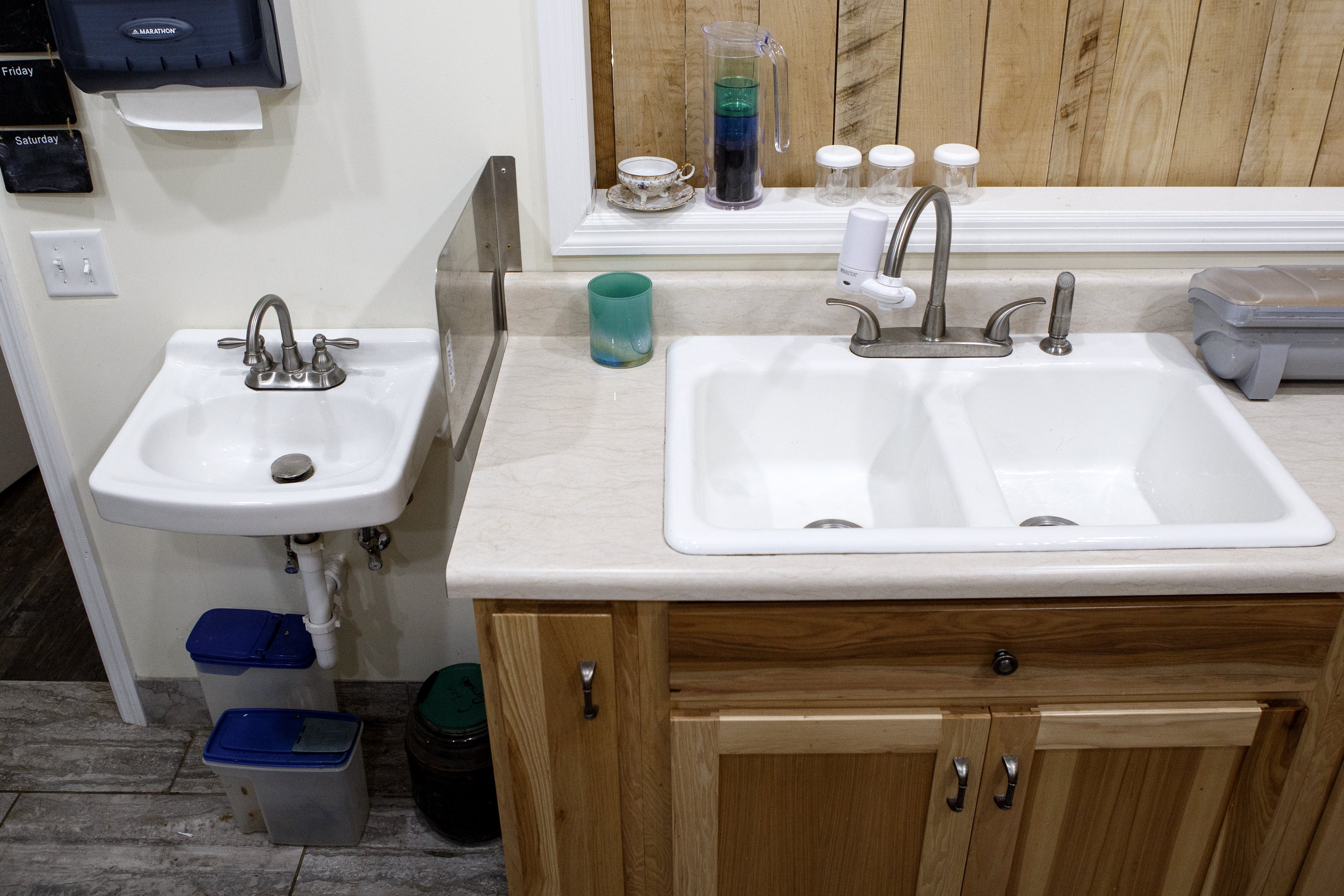 Wallace and Nancy Braud purchased this double sink for their B&B's kitchen at a Habitat ReStore.