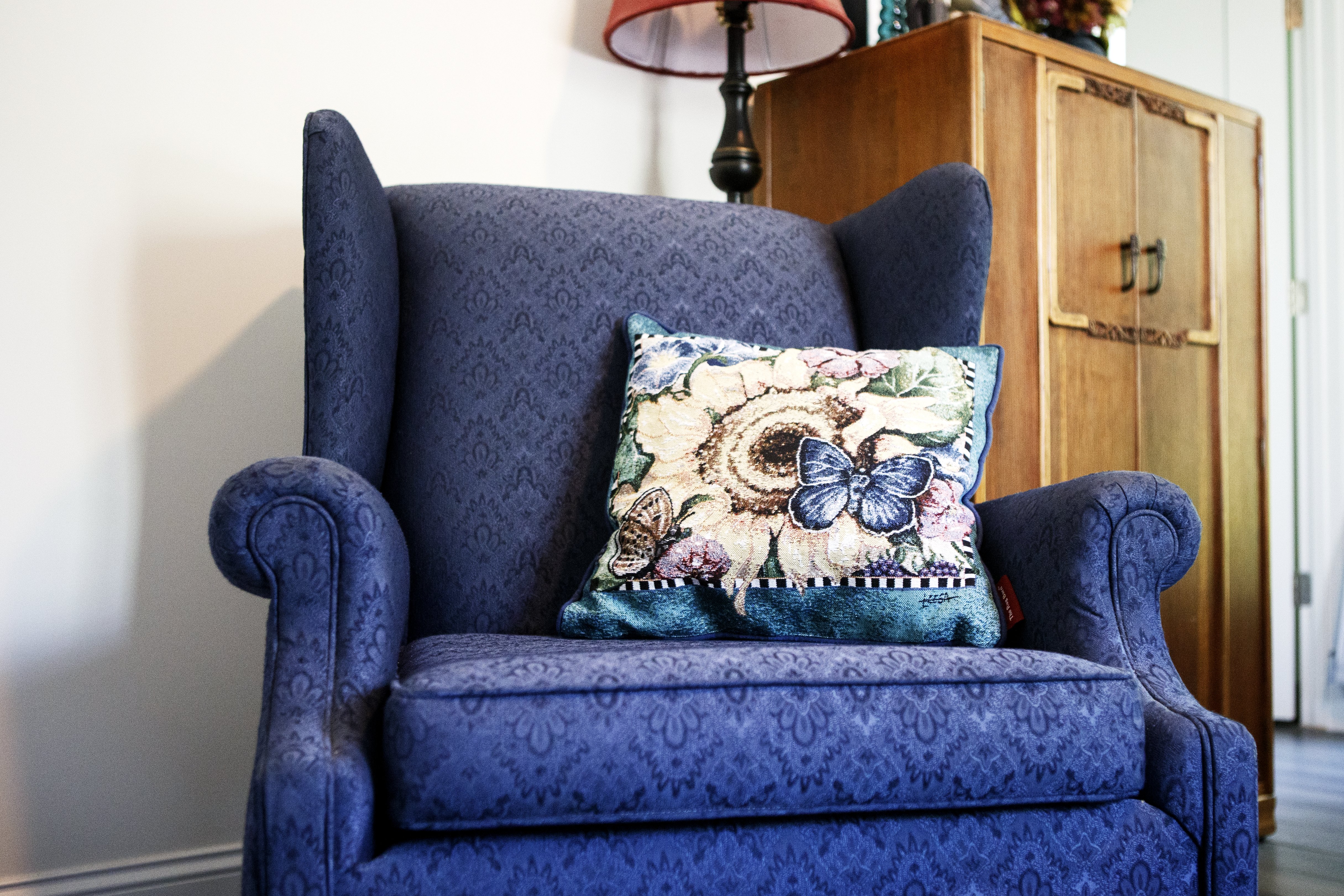 A chair purchased from Habitat for Humanity's Chattanooga ReStore is part of the decor in the Azalea Room at St. Francis Cottage. Owners Wallace and Nancy Braud partly furnished the bed-and-breakfast with items from various secondhand stores.