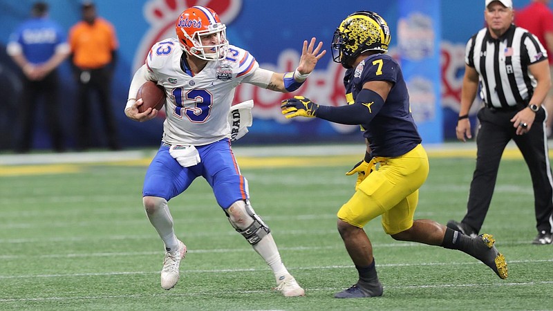 Florida redshirt junior quarterback Feleipe Franks helped the Gators cap last year's 10-win season with a 41-15 rout of Michigan in the Chick-fil-A Peach Bowl. / University of Florida photo