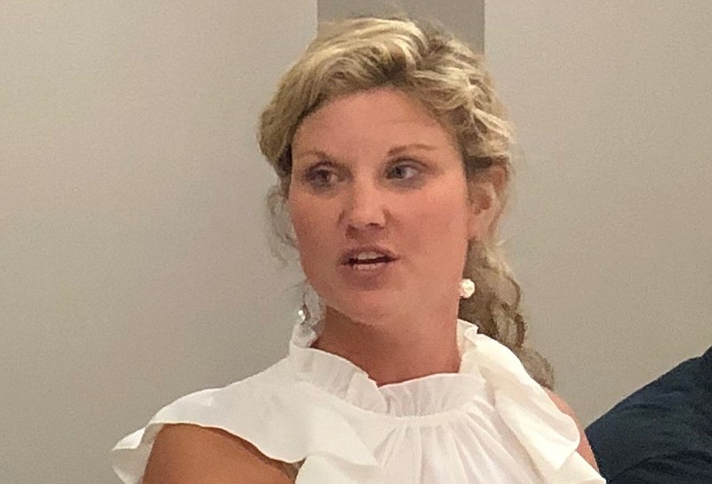 Then-South Pittsburg Vice Mayor Samantha Rector talks about spending and the budget at a June 2019 workshop meeting only three commissioners attended. / Photo by Ryan Lewis