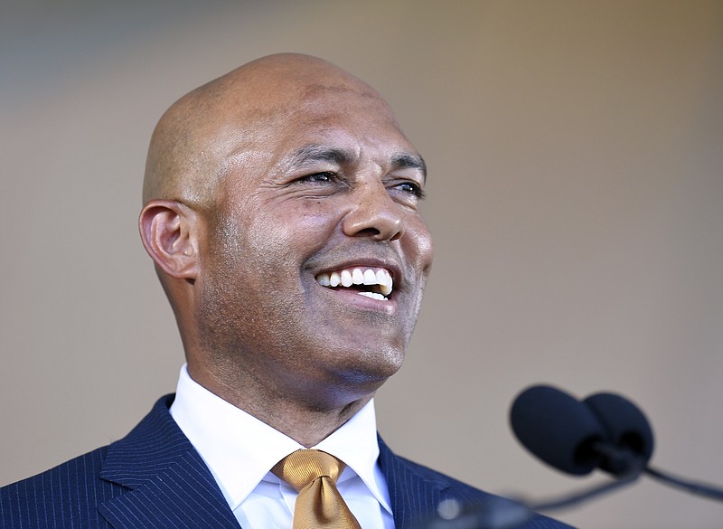 Former New York Yankees pitcher and National Baseball Hall of Fame inductee Mariano Rivera speaks during the induction ceremony last Sunday in Cooperstown, New York.