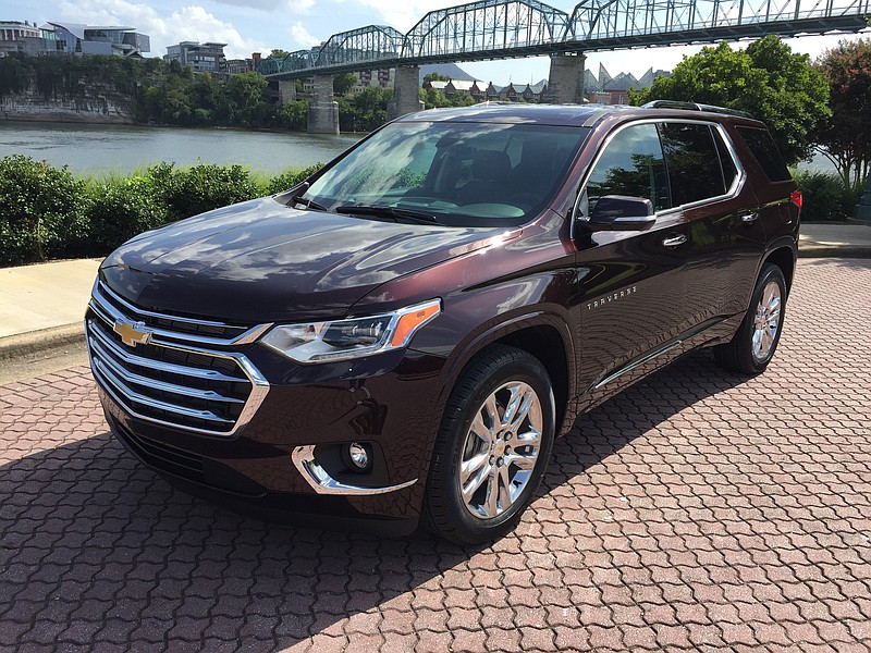 The 2020 Chevy Traverse is shown in Black Cherry Metallic.


