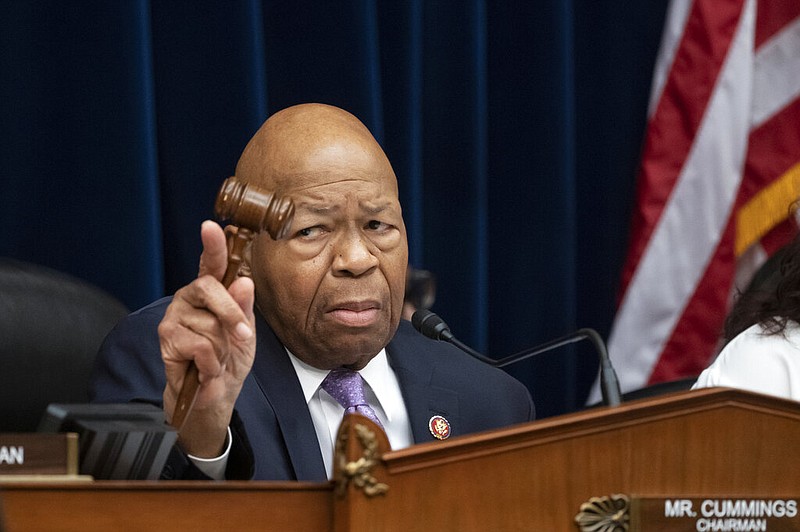 In this Tuesday, April 2, 2109 file photo, House Oversight and Reform Committee Chair Elijah Cummings, D-Md., leads a meeting to call for subpoenas after a career official in the White House security office says dozens of people in President Donald Trump's administration were granted security clearances despite "disqualifying issues" in their backgrounds, on Capitol Hill in Washington. Trump on Saturday, July 27, denigrated Cummings' congressional district as a "disgusting, rat and rodent infested mess," broadening a campaign against prominent critics of his administration that has exacerbated racial tensions. Trump lashed out in tweets against the powerful House oversight committee chairman, claiming his Baltimore-area district is "considered the worst run and most dangerous anywhere in the United States."