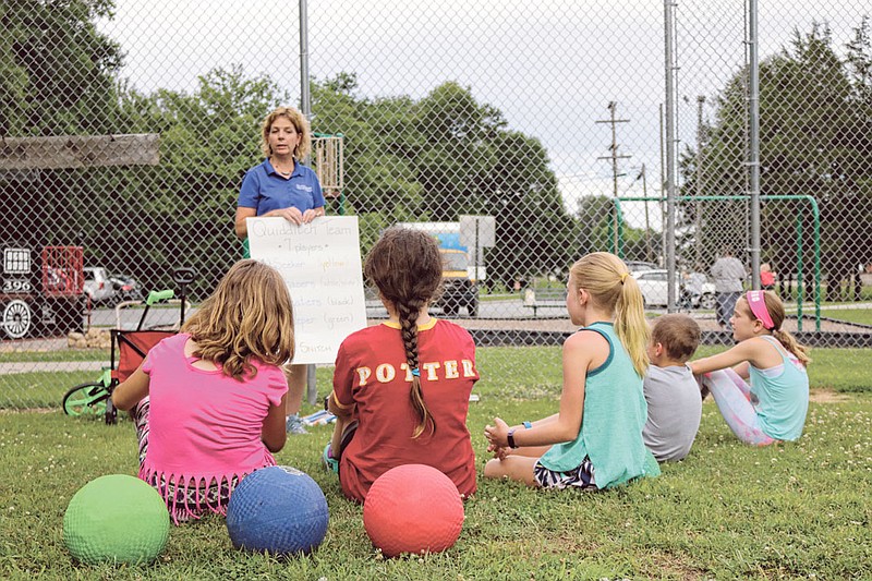 Collegedale Parks and Recreation Director Traci Bennett-Hobek teaches a group of kids about the rules of quidditch during a "try it out" session. The department is working to find its niche in the Greater Chattanooga area by hosting a wide variety of programs. (contributed photo)